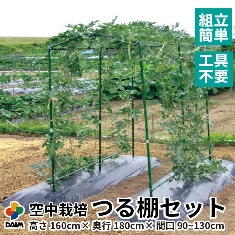 空中栽培つる棚セット1セット入り【家庭菜園キュウリゴーヤエンドウ小玉スイカ小型カボチャ空中栽培園芸支柱用品キット野菜作り】