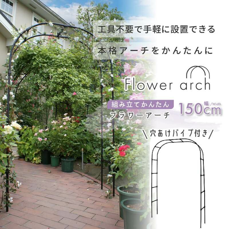 daim 組み立てかんたんフラワーアーチ W150-H ローズアーチ ガーデンアーチ つるバラ アーチ 誘引 薔薇 バラ diy ばら ガーデニング用品 菜園 組み立て 支柱 園芸 家庭菜園 花立て 庭園 おしゃれ 送料無料