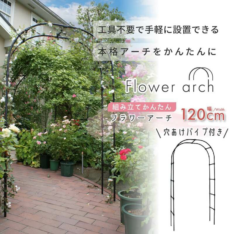 daim 組み立てかんたんフラワーアーチ W120-H ローズアーチ ガーデンアーチ つるバラ アーチ 誘引 薔薇 バラ diy ばら ガーデニング用品 菜園 組み立て 支柱 園芸 家庭菜園 花立て 庭園 おしゃれ 送料無料