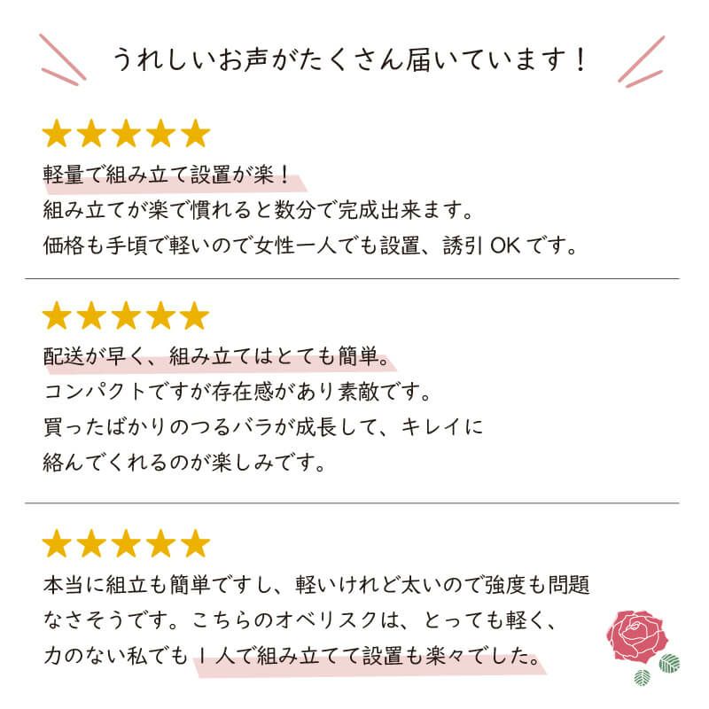 組立かんたんローズオベリスク直径40cm×高さ180cm工具いらずで組立カンタン♪【ローズオベリスクガーデンオベリスクオベリスクつる性植物つる花薔薇バラばら菜園組み立て支柱園芸家庭菜園】