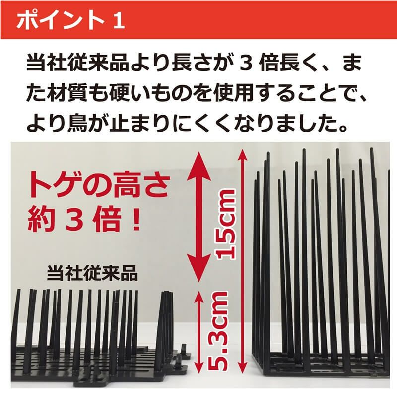daim 鳥よけシート トゲロング 60枚入 鳥よけ トゲ 高さ 15cm ベランダ 鳥除け 鳥よけ カラスよけ ハトよけ 鳩 カラス 防鳥 鳥 ブラック 黒 とげマット 害獣対策 屋根 撃退 害鳥 トゲシート 駆除 用品 園芸 ベランダ 鳥よけグッズ 園芸用品 送料無料