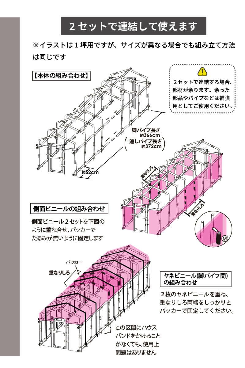 【送料無料】前後ドア付きで出入りらくらく！ビニールハウス★【ダイムハウス2坪用ドア付き】農業用ビニールを使用した本格的な菜園ハウス保温や鳥よけ、雨よけ対策に！家庭用家庭菜園
