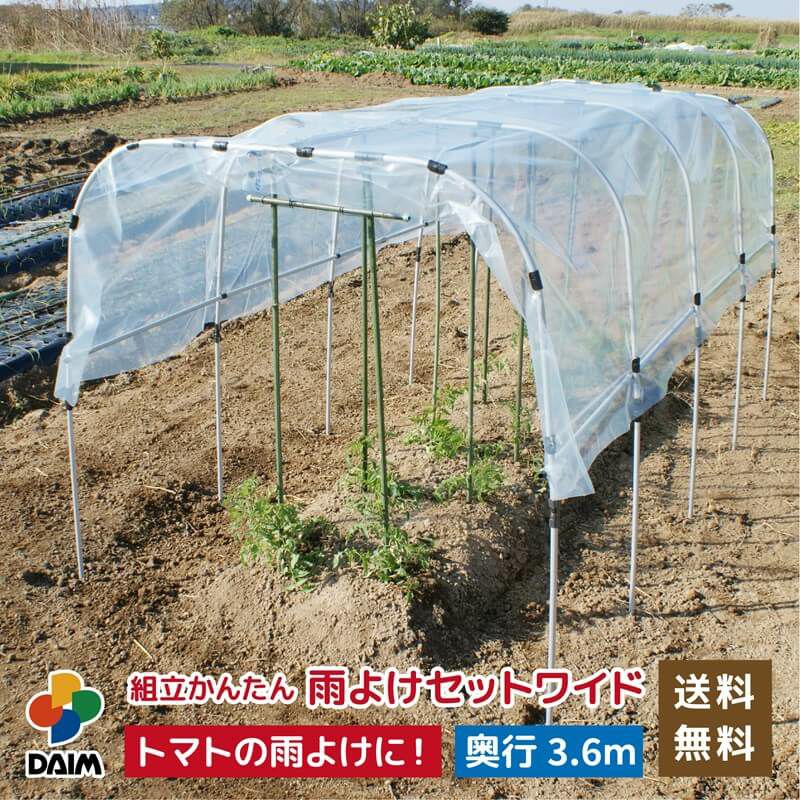 第一ビニール 組立かんたん雨よけセットワイド3.6m 畝幅190cm 奥行360cm 高さ180cmの販売ページです