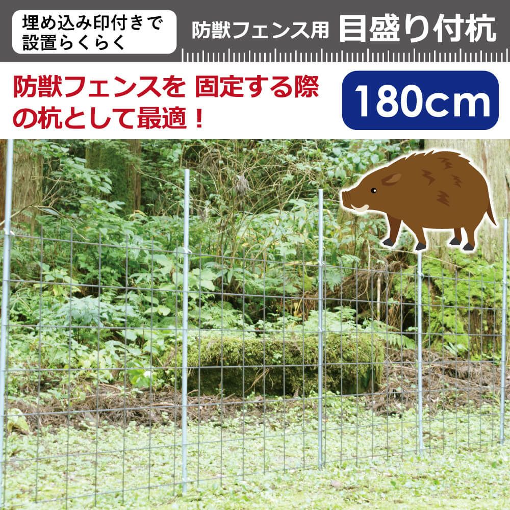 目盛り付で設置位置がすぐに分かる！防獣フェンス用目盛り付き杭φ19mm×150cm50本入【園芸支柱防獣防獣フェンスドッグランネット設置動物避け忌避用品獣対策】