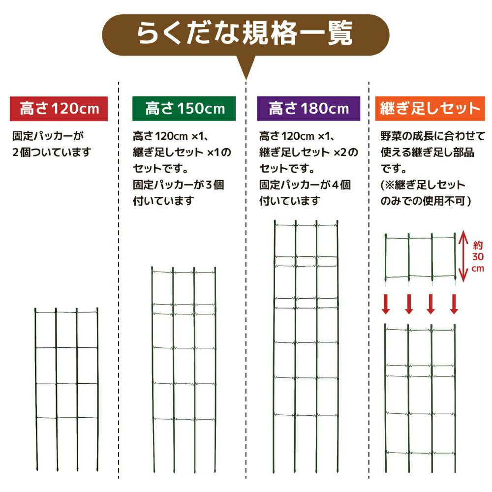 daim らくだな用継ぎ足しセット継ぎ足し高さ：約30cm【トマト トマト栽培 棚 野菜棚 キュウリ ゴーヤ つる性植物 きゅうり棚 ネット 園芸 支柱 ジョイント 竹 ガーデニング 用品 家庭菜園】