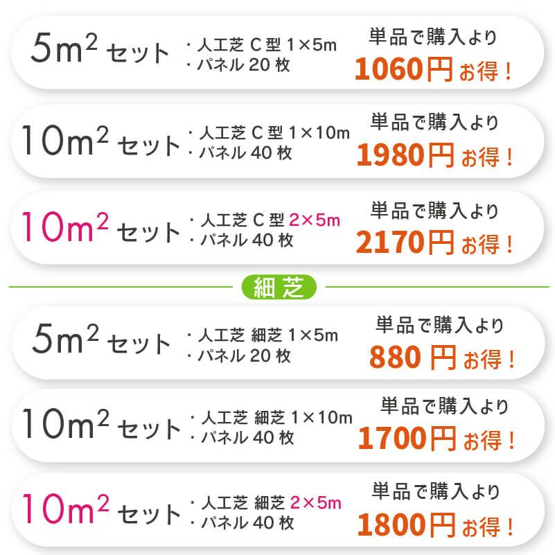 daim リアル人工芝 + エアスルーパネル ベランダ 緑化セット C型 10平方m相当 2x5m