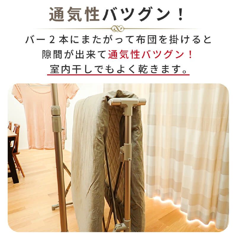 【送料無料】daim 日本製 カジラク アルミ物干しシリーズ 伸縮式ダブルバー物干し 2本タイプ