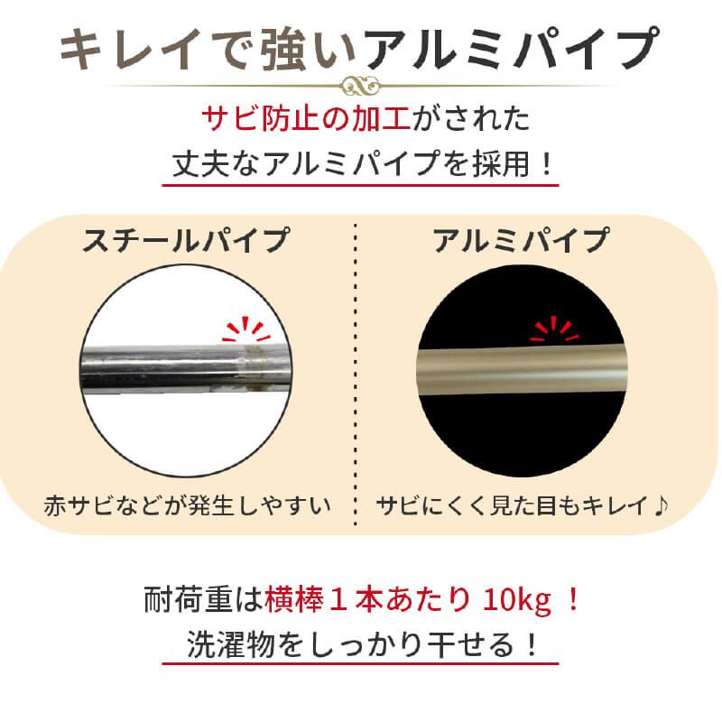 【送料無料】daim 日本製 カジラク アルミ物干しシリーズ 伸縮式ダブルバー物干し 2本タイプ