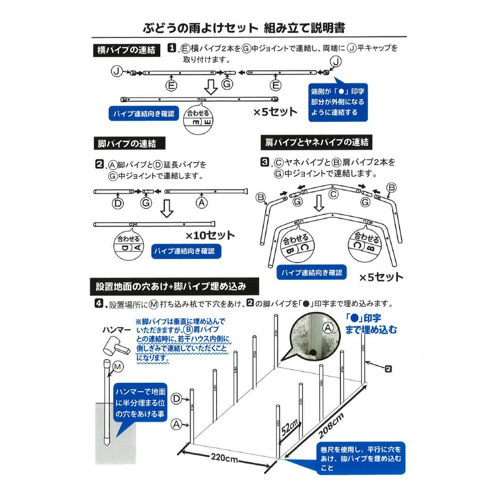 daim ぶどうの雨よけセット くだもの棚 ぶどう 雨除け 葡萄 ブドウ バーゴラ ガーデンアーチ